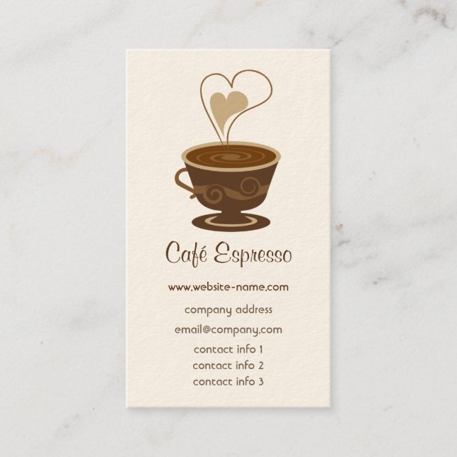 Tarjeta de visita del café (Anverso)