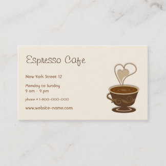 Tarjeta de visita del café