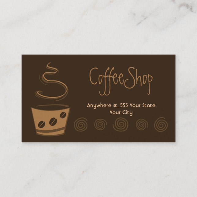 Tarjeta de visita del café (Anverso)