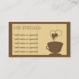 Tarjeta de visita del café y del café de las