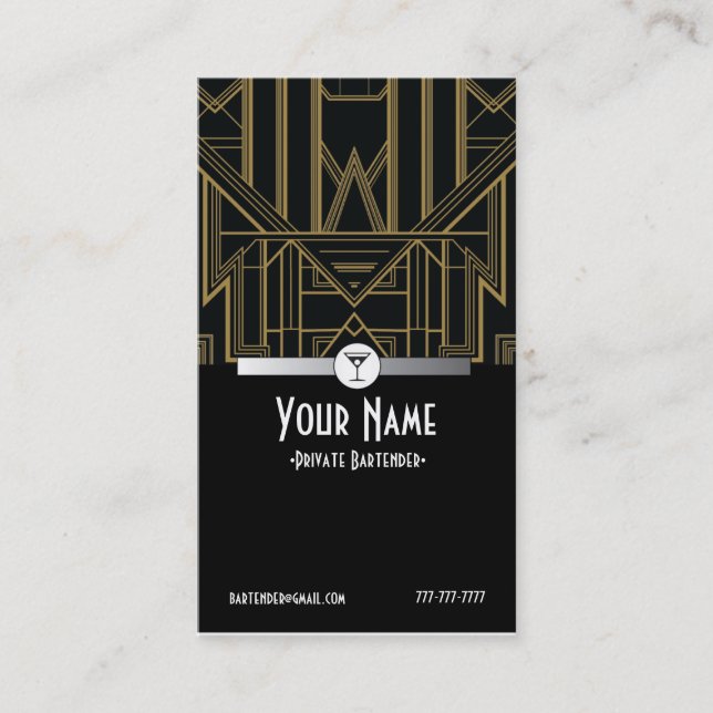 tarjeta de visita del camarero de Gatsby de los (Anverso)