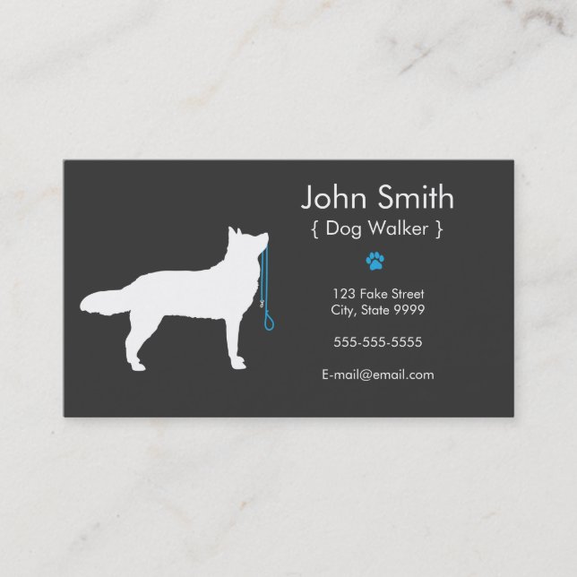 Tarjeta de visita del caminante del perro (Anverso)