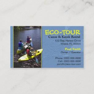Tarjeta de visita del canotaje de la canoa y del