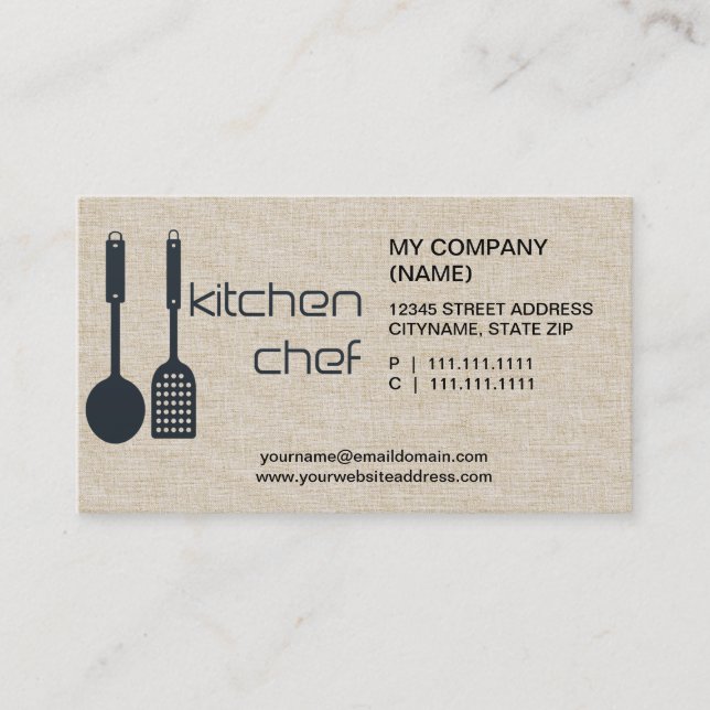 Tarjeta de visita del chef de cocina (Anverso)