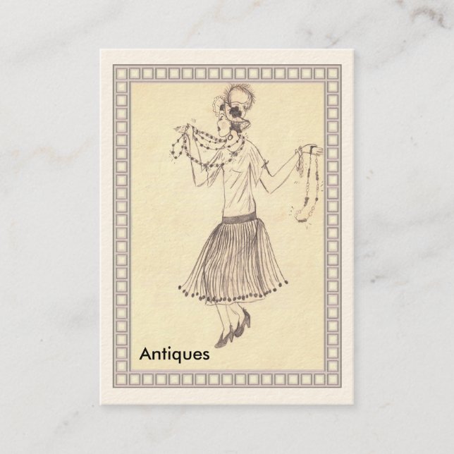 Tarjeta de visita del Chica de Flapper Retro de lo (Anverso)