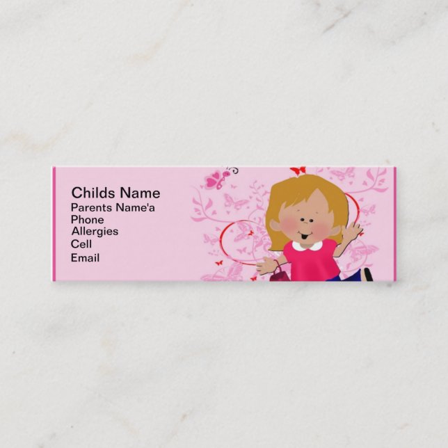 Tarjeta de visita del chica de la mariposa (Anverso)