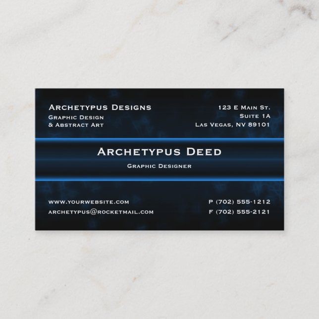 Tarjeta de visita del chisporroteo - azul (Anverso)