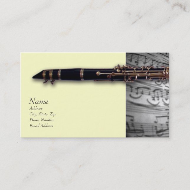 Tarjeta de visita del Clarinet para (Anverso)