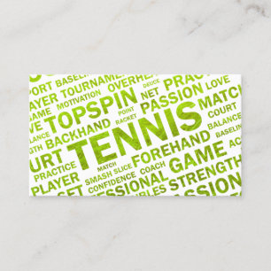 Tarjeta de visita del coche de tenis