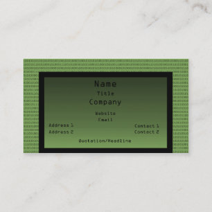 Tarjeta de visita del código binario, verde