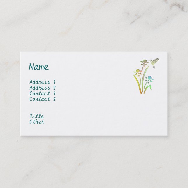 Tarjeta de visita del colibrí (Anverso)