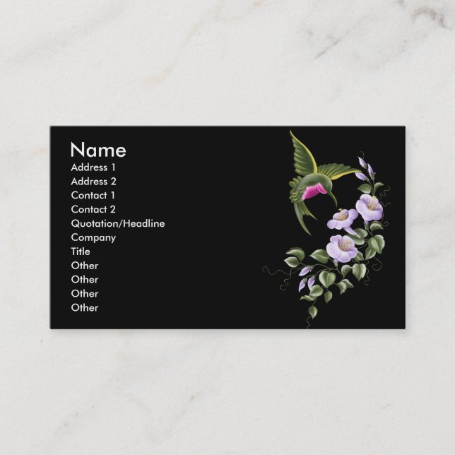 Tarjeta de visita del colibrí (Anverso)