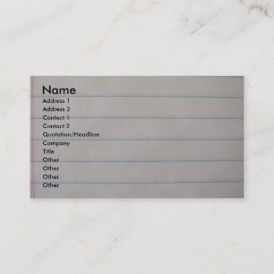 Tarjeta de visita del cuaderno de la escuela