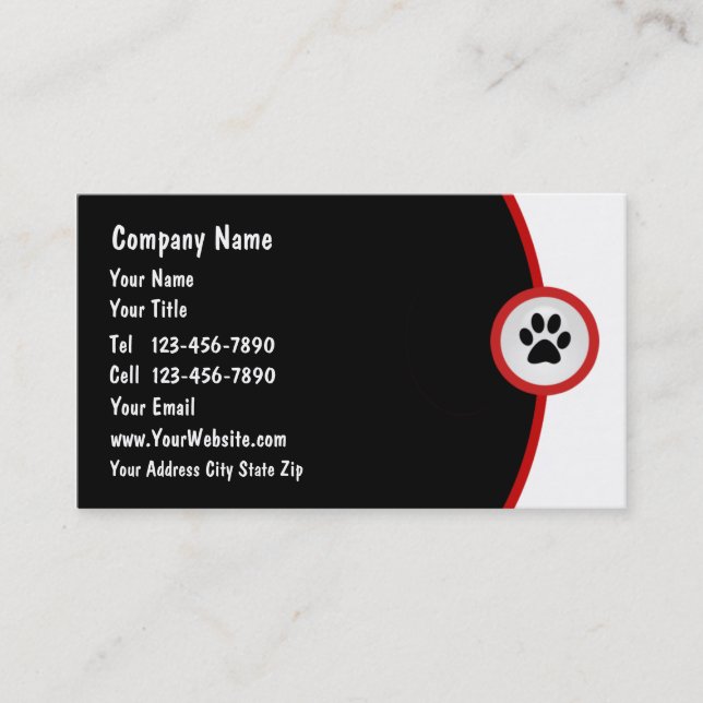 Tarjeta de visita del cuidado de animales de