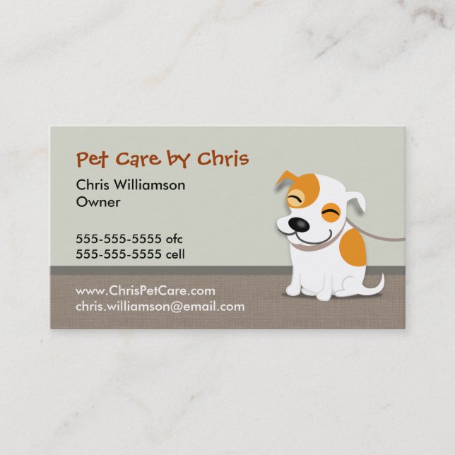 Tarjeta de visita del cuidado de animales de (Anverso)