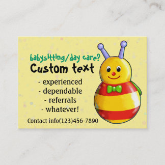 Tarjeta de visita del cuidado de niños del cuidado