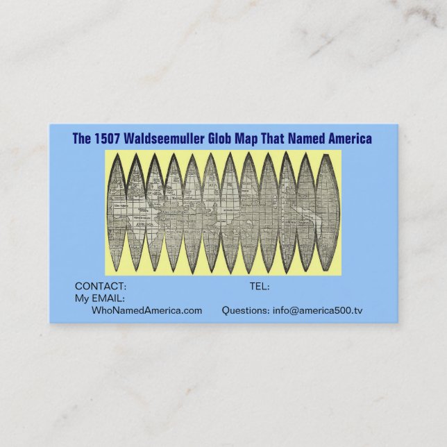 Tarjeta de visita del cumpleaños America500 (Anverso)