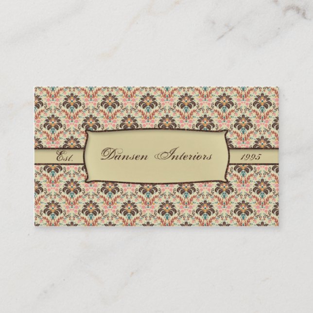 Tarjeta de visita del damasco de la impresión del (Anverso)