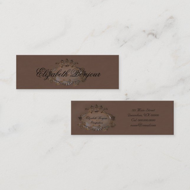 Tarjeta de visita del ~ del escudo/corona real del (Anverso / Reverso)