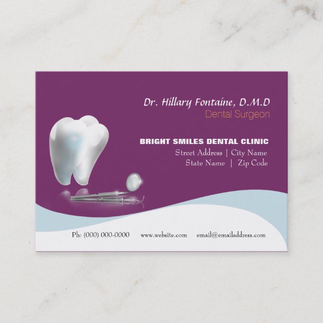 Tarjeta de visita del dentista con la tarjeta de (Anverso)