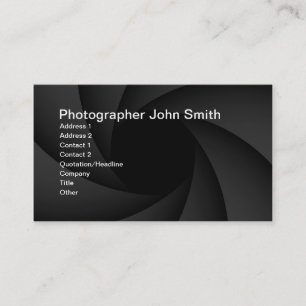 Tarjeta de visita del diafragma del fotógrafo