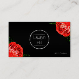 Tarjeta de visita del diseño del rosa rojo del