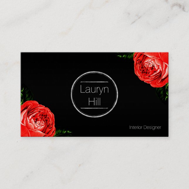 Tarjeta de visita del diseño del rosa rojo del (Anverso)