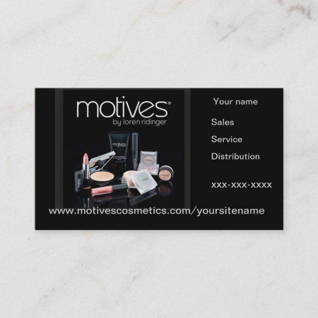 Tarjeta de visita del distribuidor de los motivos (Anverso)