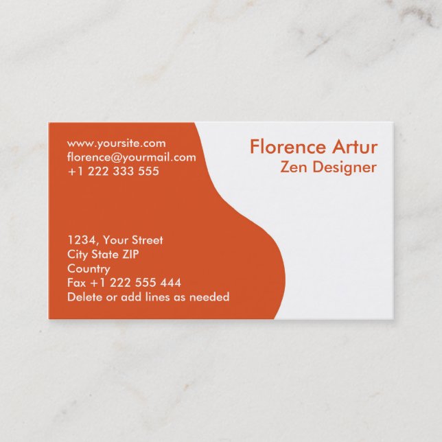tarjeta de visita del Dos-tono - naranja y blanco (Anverso)
