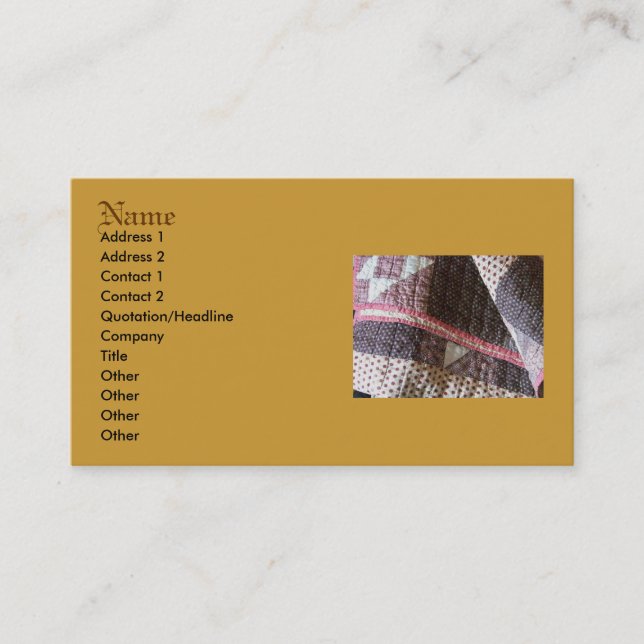 Tarjeta de visita del edredón de la guerra civil (Anverso)