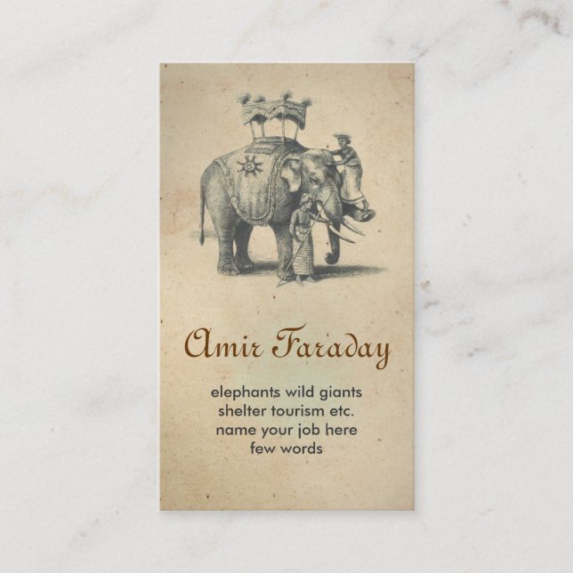 tarjeta de visita del elefante (Anverso)