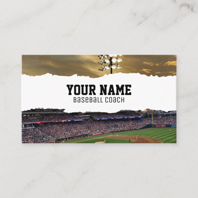 Tarjeta de visita del entrenador de béisbol (Anverso)