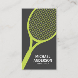 Tarjeta de visita del entrenador de tenis - gris,