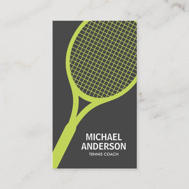 Tarjeta de visita del entrenador de tenis - gris,  (Anverso)