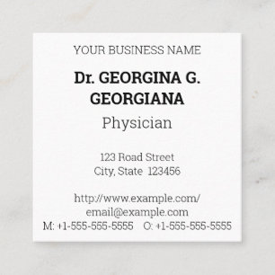 Tarjeta de visita del especialista médico del