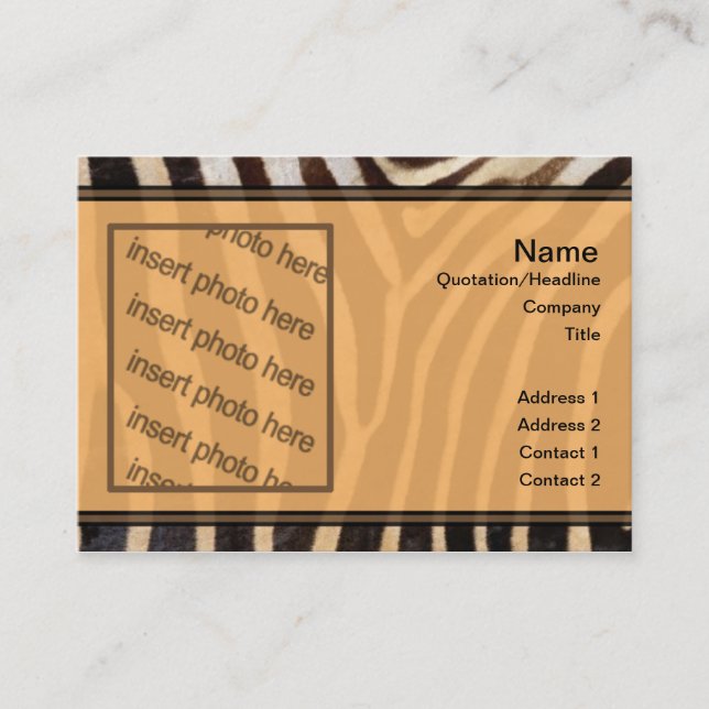 tarjeta de visita del estampado de zebra (Anverso)