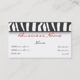 Tarjeta de visita del estampado de zebra