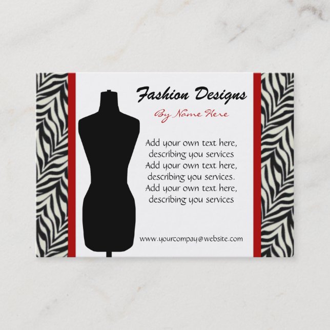 Tarjeta de visita del estampado de zebra de la (Anverso)