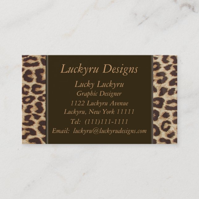 Tarjeta de visita del estampado leopardo (Anverso)