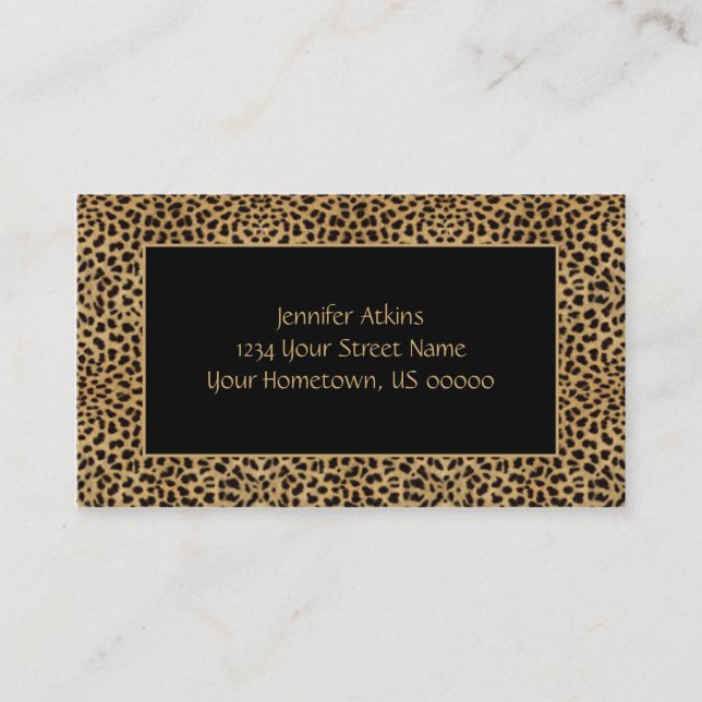 Tarjeta de visita del estampado leopardo (Anverso)