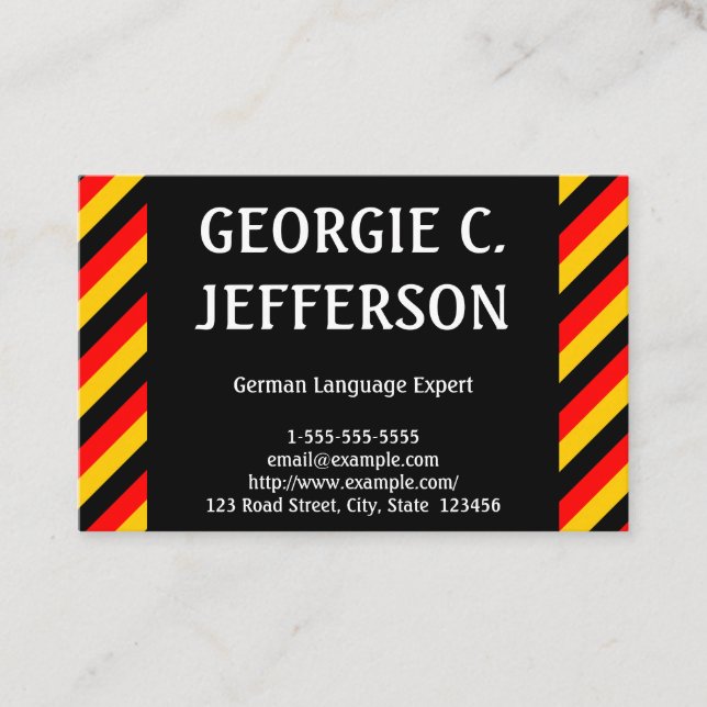 Tarjeta de visita del experto de lengua alemana (Anverso)