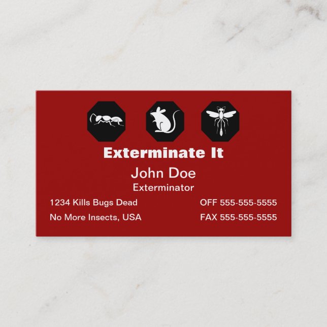Tarjeta de visita del Exterminator (Anverso)