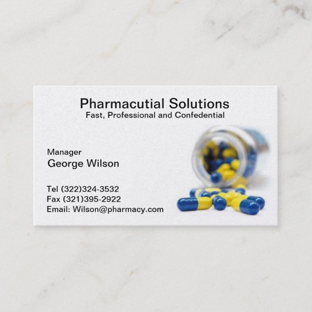 Tarjeta de visita del farmacéutico de la farmacia (Anverso)