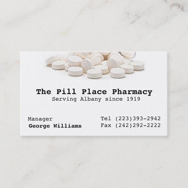Tarjeta de visita del farmacéutico de la farmacia (Anverso)