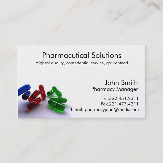 Tarjeta de visita del farmacéutico de la farmacia (Anverso)