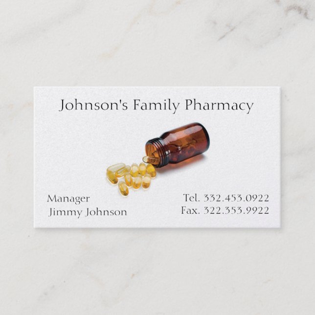 Tarjeta de visita del farmacéutico de la farmacia (Anverso)