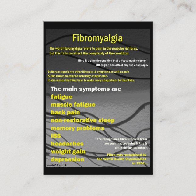 Tarjeta de visita del Fibromyalgia - día de la (Anverso)