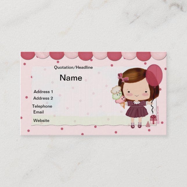 Tarjeta de visita del fiesta de los niños (Anverso)