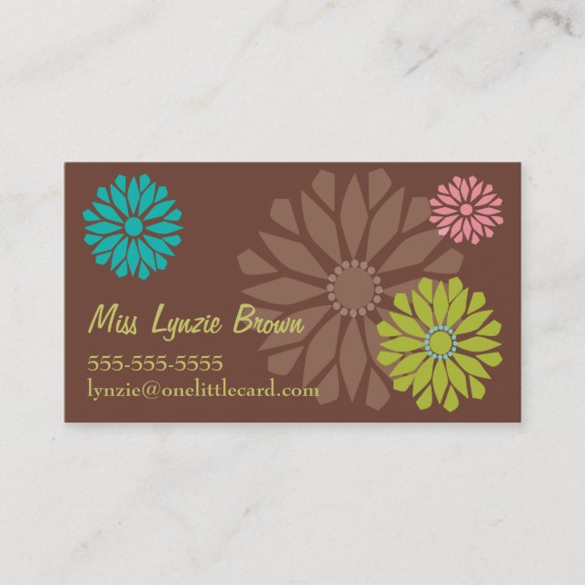 Tarjeta de visita del flower power de Brown (Anverso)