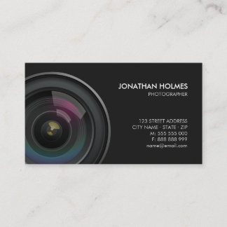 Tarjeta de visita del fotógrafo de la lente de